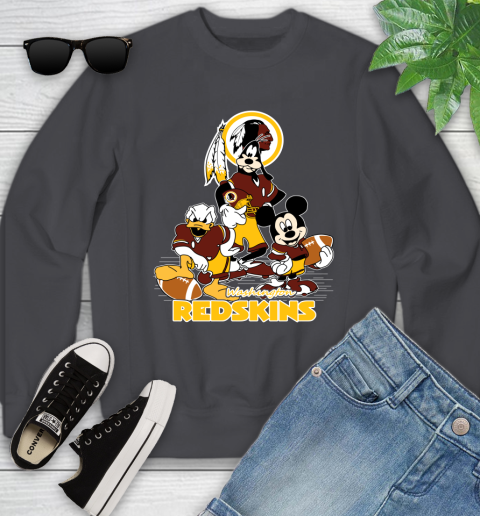 NFL Washington Redskins Mickey Mouse Donald Duck Goofy Football Shirt Youth Sweatshirt 5