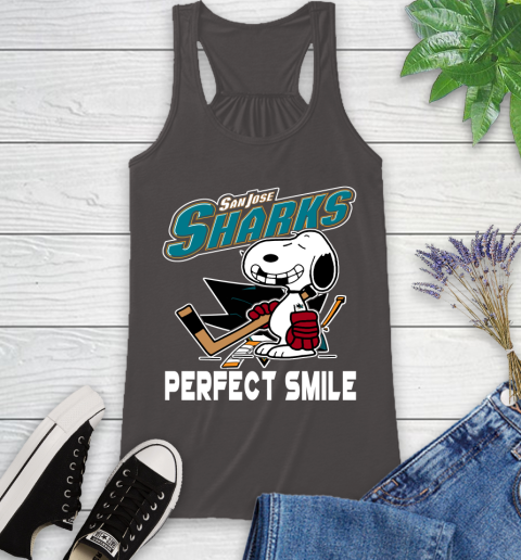 NHL San Jose Sharks Snoopy Perfect Smile The Peanuts Movie Hockey T Shirt Racerback Tank 11