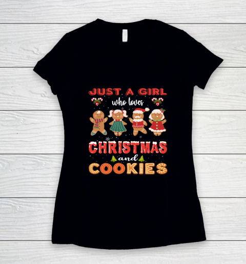 Just A Girl Who Loves Christmas And Cookies Gingerbread Women's V-Neck T-Shirt
