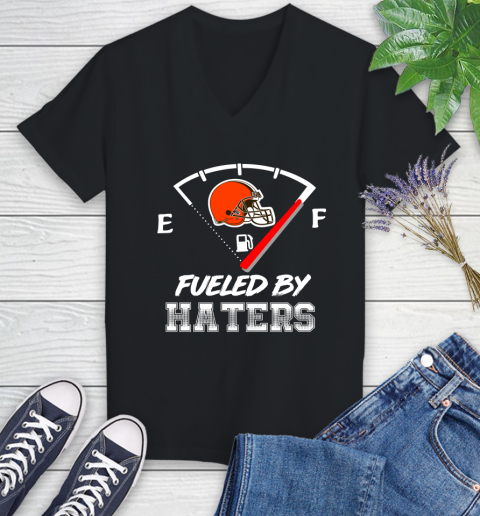 Cleveland Browns NFL Football Fueled By Haters Sports Women's V-Neck T-Shirt