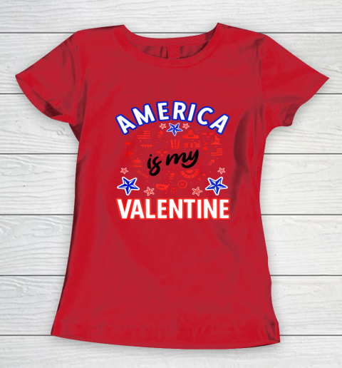 America is My Valentine Proud American Heart USA Women's T-Shirt 7