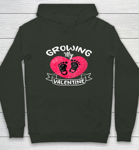 Womens Growing My Valentine literally pregnant shirt Pregnancy Wife Hoodie 16