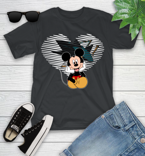 NHL San Jose Sharks The Heart Mickey Mouse Disney Hockey Youth T-Shirt