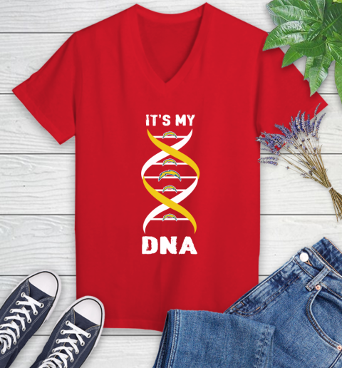 Los Angeles Chargers NFL Football It's My DNA Sports Women's V-Neck T-Shirt 11