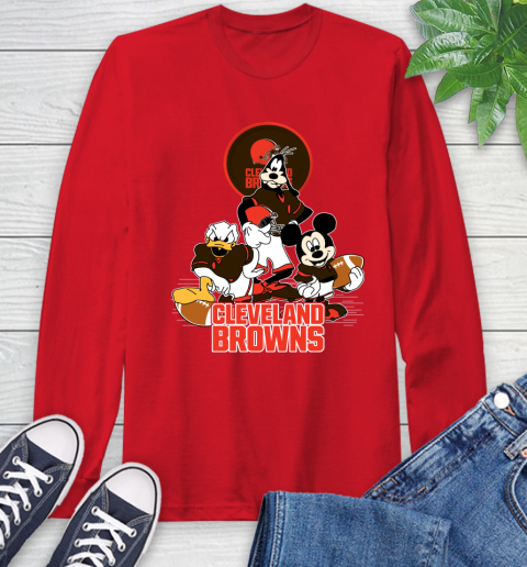 NFL Cleveland Browns Mickey Mouse Donald Duck Goofy Football Shirt Long Sleeve T-Shirt 11