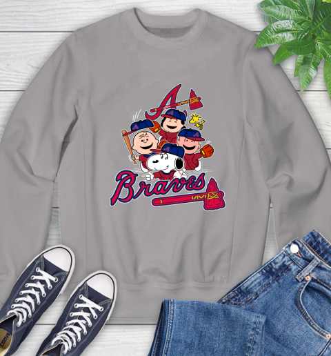 MLB Atlanta Braves Snoopy Charlie Brown Woodstock The Peanuts Movie Baseball T Shirt Sweatshirt 5