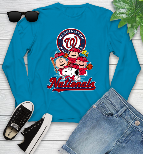 MLB Washington Nationals Snoopy Charlie Brown Woodstock The Peanuts Movie Baseball T Shirt_000 Youth Long Sleeve 8