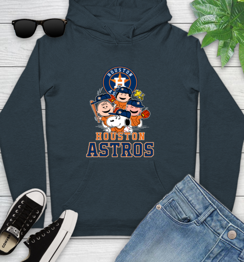 MLB Houston Astros Snoopy Charlie Brown Woodstock The Peanuts Movie Baseball T Shirt Youth Hoodie 10