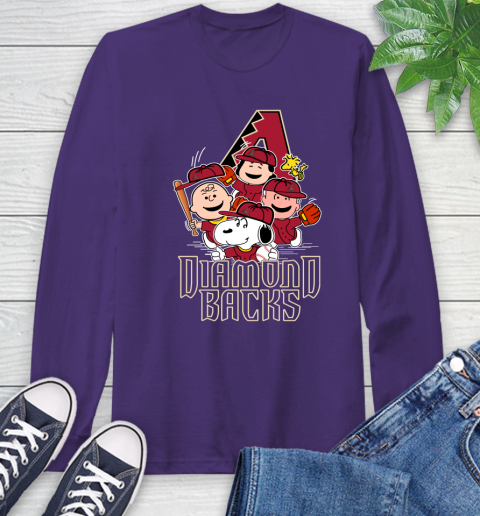 MLB Arizona Diamondbacks Snoopy Charlie Brown Woodstock The Peanuts Movie Baseball T Shirt_000 Long Sleeve T-Shirt 5