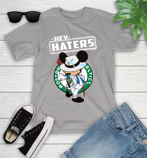 NBA Hey Haters Mickey Basketball Sports Boston Celtics Youth T-Shirt 4