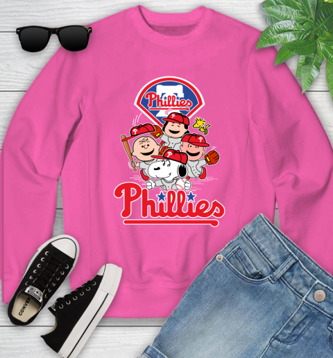 MLB Philadelphia Phillies Snoopy Charlie Brown Woodstock The Peanuts Movie Baseball T Shirt_000 Youth Sweatshirt 6