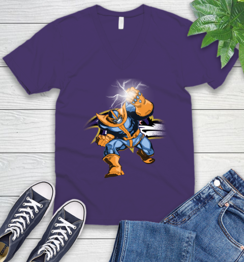 Baltimore Ravens NFL Football Thanos Avengers Infinity War Marvel V-Neck T-Shirt 9