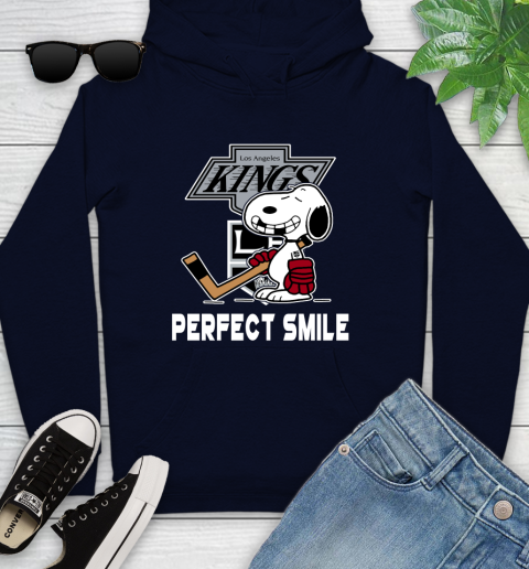 NHL Los Angeles Kings Snoopy Perfect Smile The Peanuts Movie Hockey T Shirt Youth Hoodie 3
