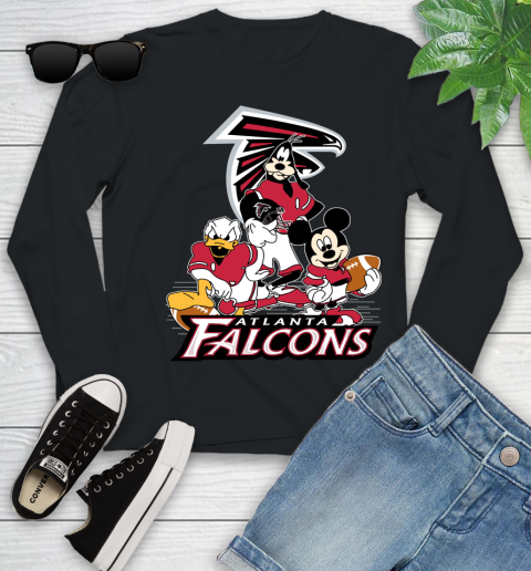 NFL Atlanta Falcons Mickey Mouse Donald Duck Goofy Football Shirt Youth Long Sleeve