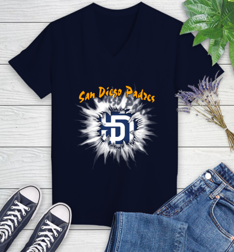 San Diego Padres MLB Baseball Adoring Fan Rip Sports Women's V-Neck T-Shirt 2