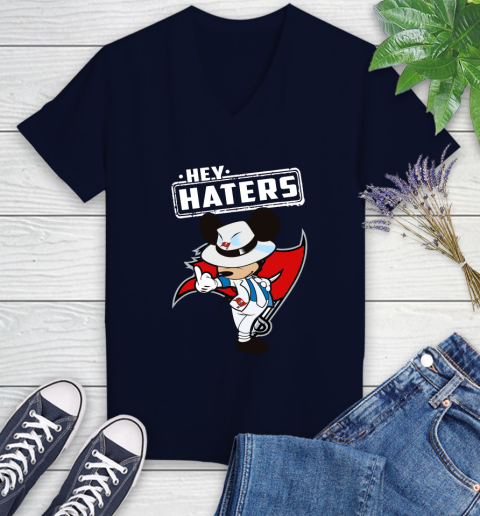 NFL Hey Haters Mickey Football Sports Tampa Bay Buccaneers Women's V-Neck T-Shirt 2