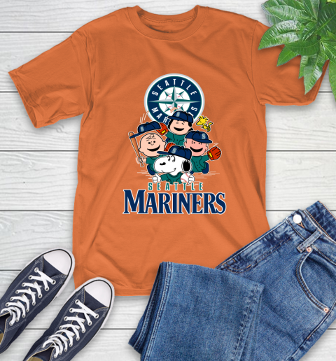 MLB Seattle Mariners Snoopy Charlie Brown Woodstock The Peanuts Movie Baseball T Shirt_000 T-Shirt 4