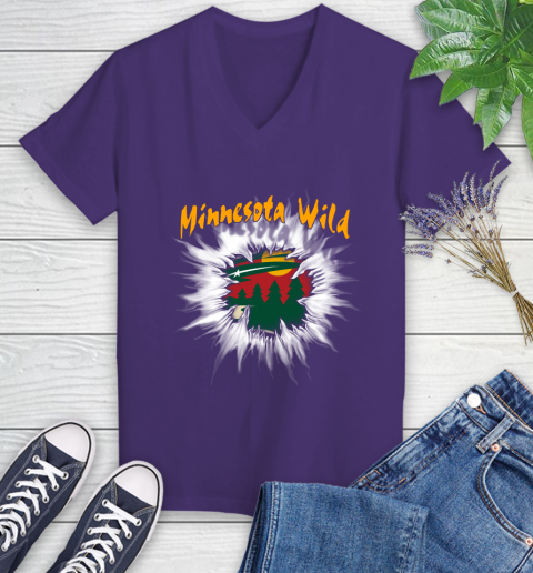 Minnesota Wild NHL Hockey Adoring Fan Rip Sports Women's V-Neck T-Shirt 3