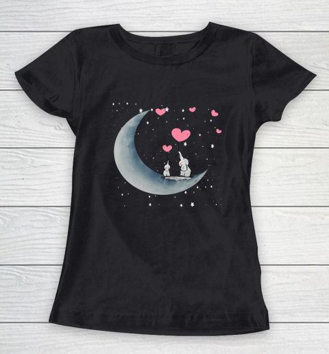 Heart Balloon Elephant Vintage Valentine Mom Crescent Moon Women's T-Shirt