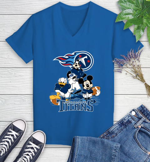 NFL Tennessee Titans Mickey Mouse Donald Duck Goofy Football Shirt Women's V-Neck T-Shirt 10