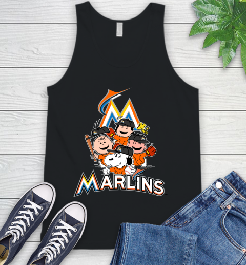 MLB Miami Marlins Snoopy Charlie Brown Woodstock The Peanuts Movie Baseball T Shirt Tank Top