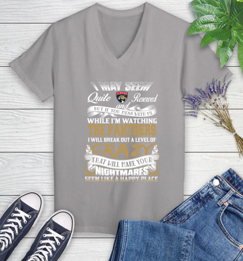 Florida Panthers NHL Hockey Don't Mess With Me While I'm Watching My Team Women's V-Neck T-Shirt 4