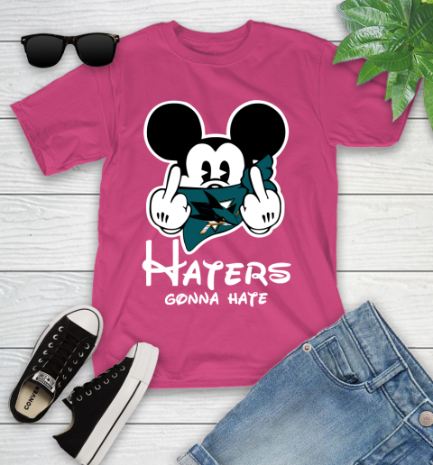 NHL San Jose Sharks Haters Gonna Hate Mickey Mouse Disney Hockey T Shirt Youth T-Shirt 11