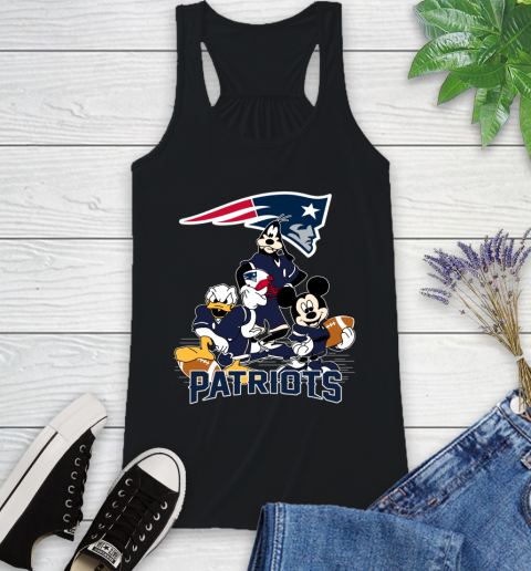 NFL New England Patriots Mickey Mouse Donald Duck Goofy Football Shirt Racerback Tank