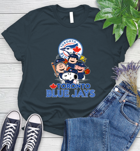 MLB Toronto Blue Jays Snoopy Charlie Brown Woodstock The Peanuts Movie Baseball T Shirt_000 Women's T-Shirt 11