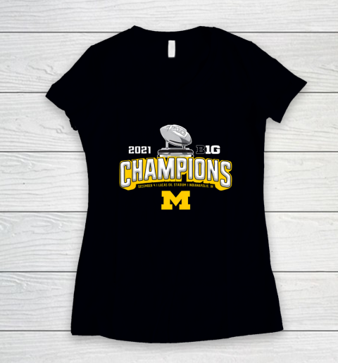 Michigan Big Ten 2021 East Division Champions Women's V-Neck T-Shirt 1