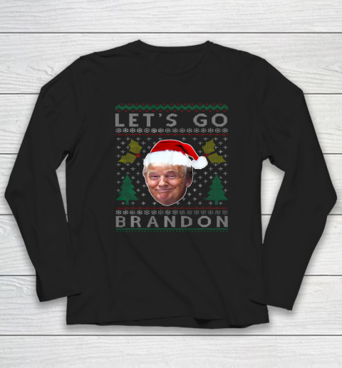 Santa Trump Let's Go Brandon Christmas Pajama Ugly Long Sleeve T-Shirt