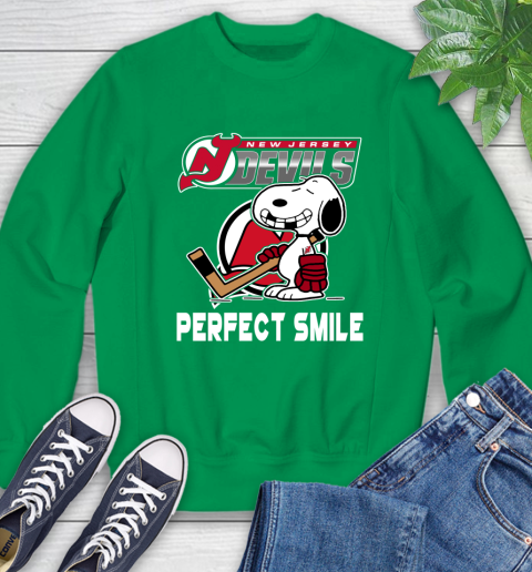 NHL New Jersey Devils Snoopy Perfect Smile The Peanuts Movie Hockey T Shirt Sweatshirt 7