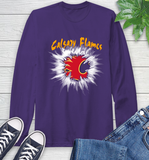 Calgary Flames NHL Hockey Adoring Fan Rip Sports Long Sleeve T-Shirt 5