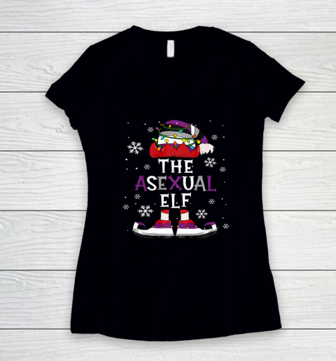 The Asexual Elf Christmas Party Women's V-Neck T-Shirt