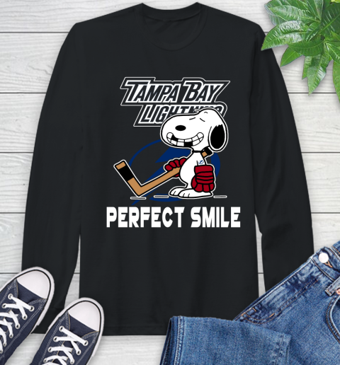 NHL Tampa Bay Lightning Snoopy Perfect Smile The Peanuts Movie Hockey T Shirt Long Sleeve T-Shirt