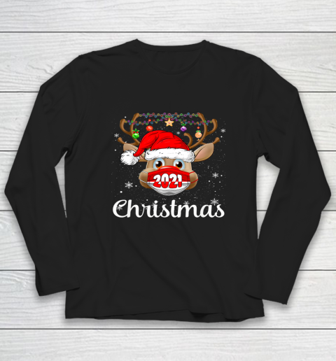Christmas 2021 Mask Rudolph Reindeer Matching Family Long Sleeve T-Shirt