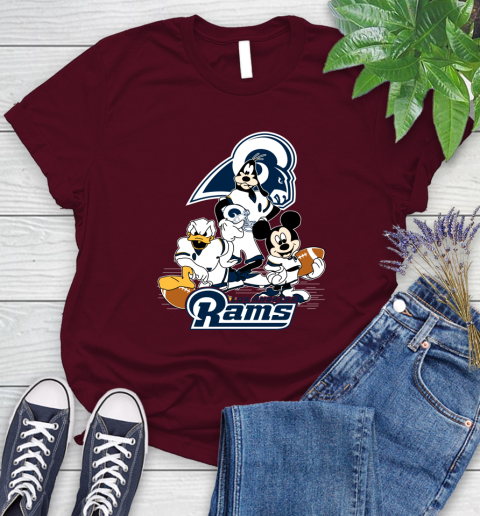 NFL Los Angeles Rams Mickey Mouse Donald Duck Goofy Football Shirt Women's T-Shirt 7