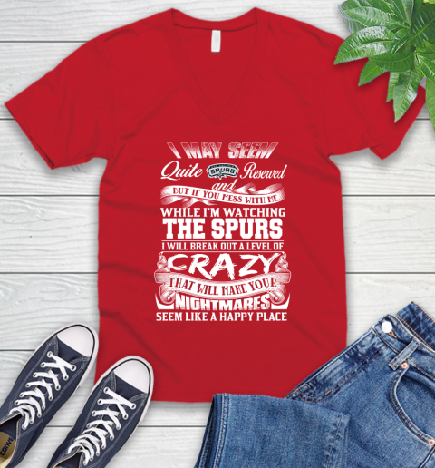 San Antonio Spurs NBA Basketball Don't Mess With Me While I'm Watching My Team V-Neck T-Shirt 6