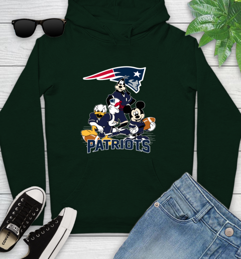 NFL New England Patriots Mickey Mouse Donald Duck Goofy Football Shirt Youth Hoodie 14