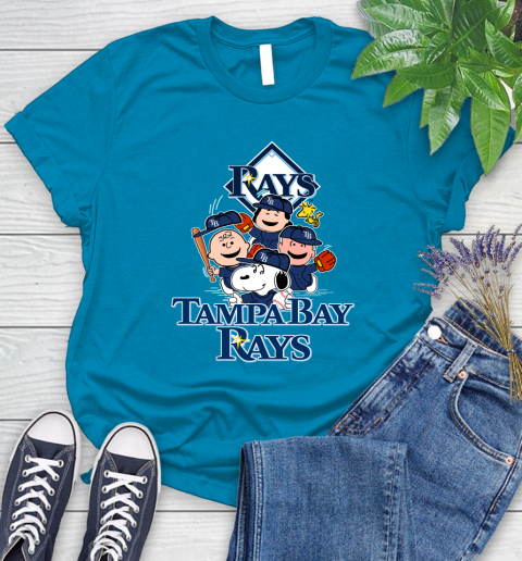 MLB Tampa Bay Rays Snoopy Charlie Brown Woodstock The Peanuts Movie Baseball T Shirt Women's T-Shirt 10