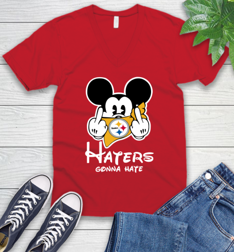 NFL Pittsburgh Steelers Haters Gonna Hate Mickey Mouse Disney Football T Shirt_000 V-Neck T-Shirt 6