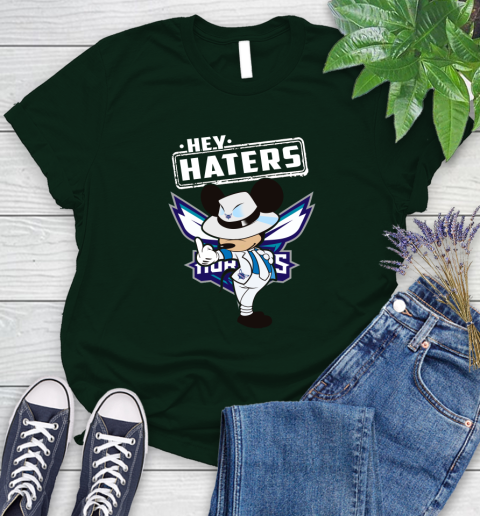 NBA Hey Haters Mickey Basketball Sports Charlotte Hornets Women's T-Shirt 6