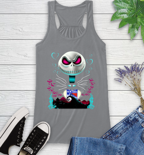 NHL New York Rangers Jack Skellington Sally The Nightmare Before Christmas Hockey Racerback Tank 4