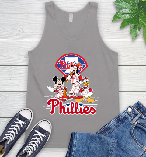 MLB Philadelphia Phillies Mickey Mouse Donald Duck Goofy Baseball T Shirt  Women's V-Neck T-Shirt
