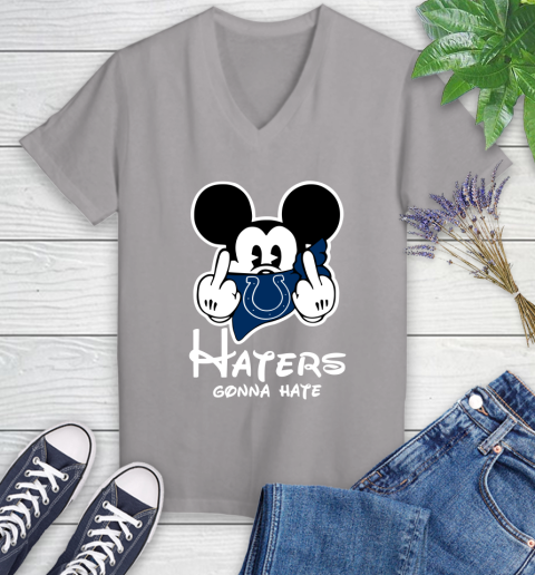 NFL Indianapolis Colts Haters Gonna Hate Mickey Mouse Disney Football T Shirt Women's V-Neck T-Shirt 4