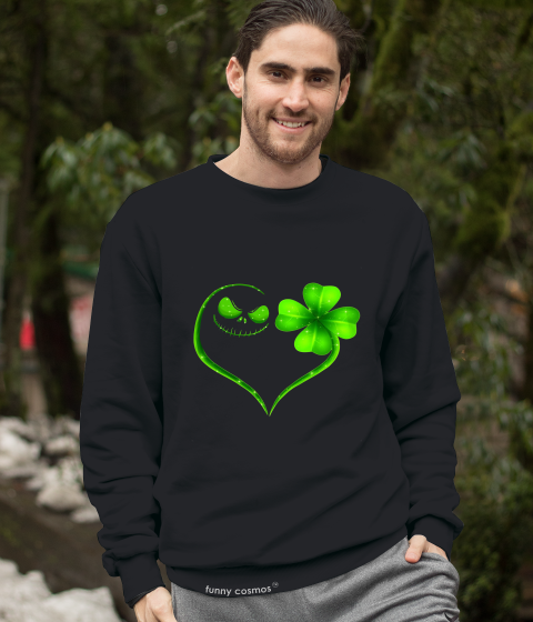 Nightmare Before Christmas T Shirt, Jack Skellington Shamrock Heart T Shirt, St Patrick's Day Gifts