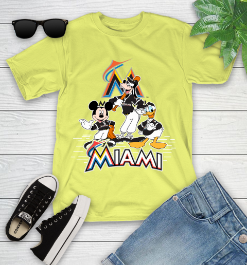 MLB Miami Marlins Mickey Mouse Donald Duck Goofy Baseball T Shirt Youth T-Shirt 10