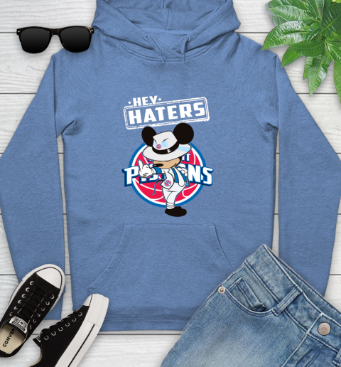 NBA Hey Haters Mickey Basketball Sports Detroit Pistons Youth Hoodie 13