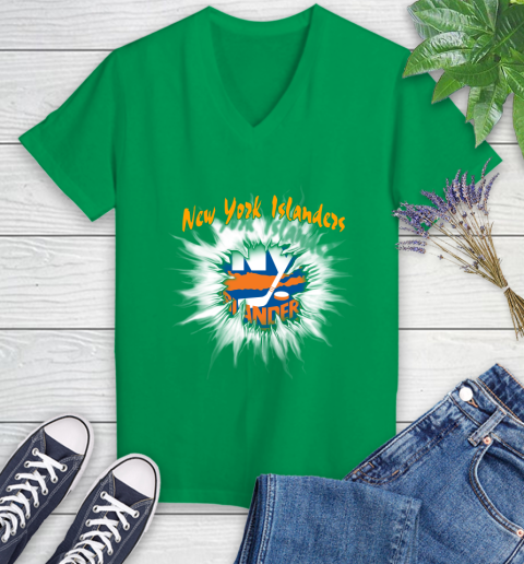 New York Islanders NHL Hockey Adoring Fan Rip Sports Women's V-Neck T-Shirt 5