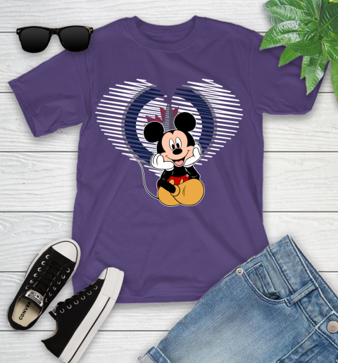 NHL Winnipeg Jets The Heart Mickey Mouse Disney Hockey Youth T-Shirt 3